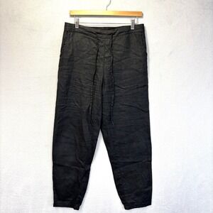 IXIMO 100% Linen Jogger Pants Womens Medium M Black Travel Lounge Pull On Spring